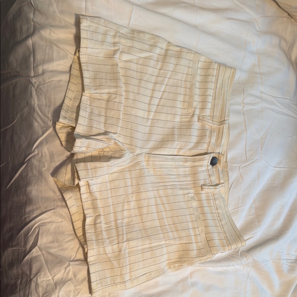 Theory Striped Cream High-Waist Shorts